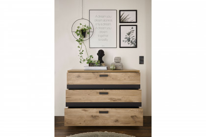 Raven von SchlafKONTOR - Schubladenkommode ca. 120 cm breit Eiche - graphit