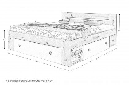 Stefan von POL Power - 140er Stauraumbett weiß - graphit mit Nachtkonsolen