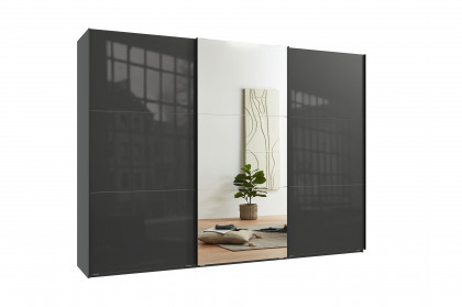 indiana-C von Wimex - 3-türiger Schwebetürenschrank Glas grey/ Spiegel