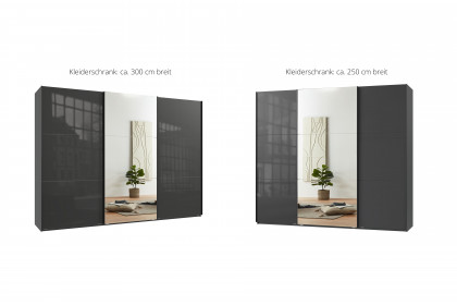 indiana-C von Wimex - 3-türiger Schwebetürenschrank Glas grey/ Spiegel
