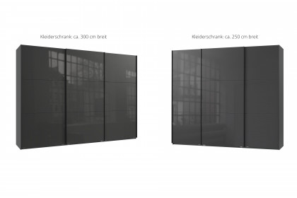 indiana-C von Wimex - Kleiderschrank mit Glastüren grafit/ Glas grey