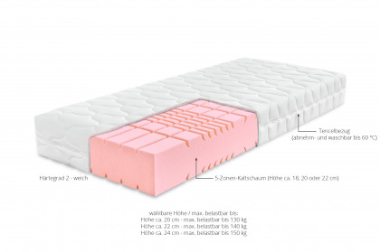 Arella-Dream-Soft von Ahorn - Kaltschaum-Matratze 90 x 200 cm H2