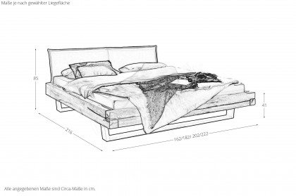 BE-0880 von GK Möbelvertrieb - Balkenbett Kiefer 140x200 cm mit Metallkufe