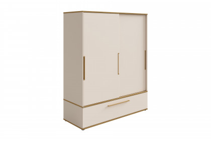 Stiene von Paidi - Schiebetürenschrank 2T1S cashmere-beige - Eiche massiv