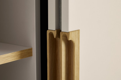 Stiene von Paidi - Schiebetürenschrank 2T1S cashmere-beige - Eiche massiv