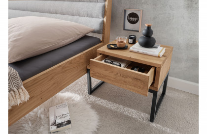 BE-0828 von GK Möbelvertrieb - Nachttisch Wildeiche mit Metallgestell