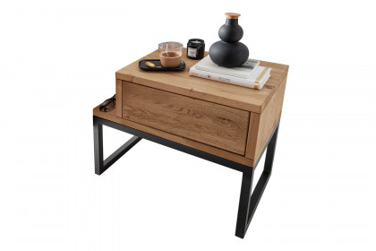 BE-0828 von GK Möbelvertrieb - Nachttisch Wildeiche mit Metallgestell