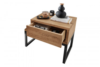 BE-0828 von GK Möbelvertrieb - Nachttisch Wildeiche mit Metallgestell