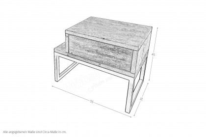 BE-0828 von GK Möbelvertrieb - Nachttisch Wildeiche mit Metallgestell