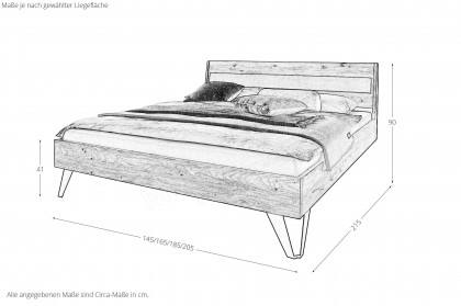 BE-0823 von GK Möbelvertrieb - Holzbett Wildeiche Kopfteil mit Polstereinsatz