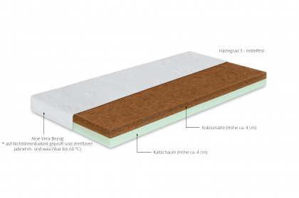 Koko-Dream von Ahorn - Kaltschaum-Kokos-Matratze 60 x 120 cm H3