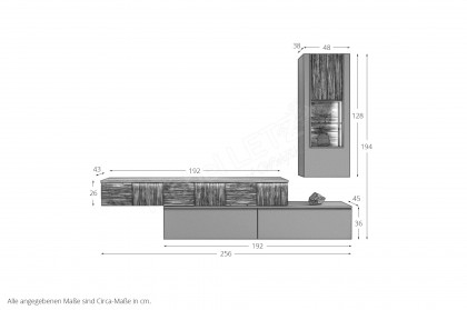 V/lacera living von Voglauer - Wohnwand Lack cubanitgrau und Wildeiche