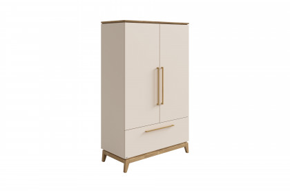 Stiene von Paidi - Kombi-Kleiderschrank 2T1S cashmere-beige - Eiche massiv