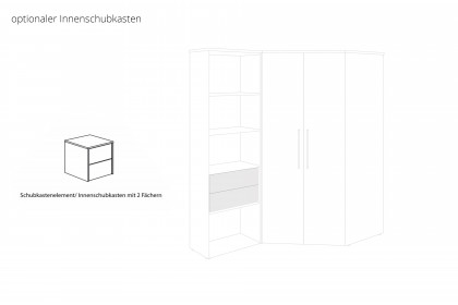 Stiene von Paidi - Kombi-Kleiderschrank 2T1S cashmere-beige - Eiche massiv