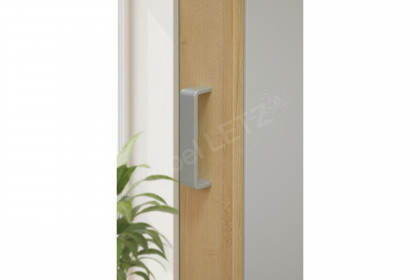 level 2 von Rudolf - schmaler Schrank 1-türig hellgrau - Natureiche mit Spiegel