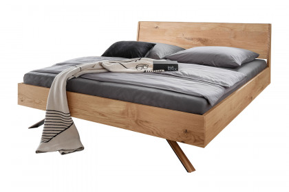 BE-0824 von GK Möbelvertrieb - Bett Wildeiche geölt mit Metallfüßen