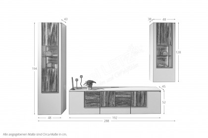 V/lacera living von Voglauer - Wohnwand in Taupe/ Wildeiche geölt