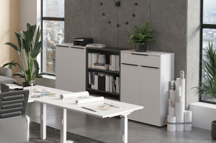 GW-Mailand von Germania - Highboardkombi in Weiß & Graphit