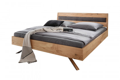 BE-0824 von GK Möbelvertrieb - Massivholzbett mit Polstereinsatz-Kopfteil