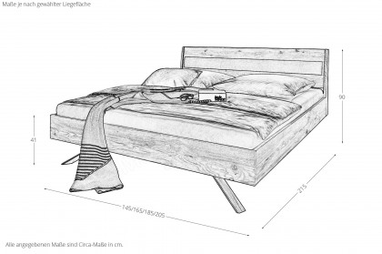 BE-0824 von GK Möbelvertrieb - Massivholzbett mit Polstereinsatz-Kopfteil