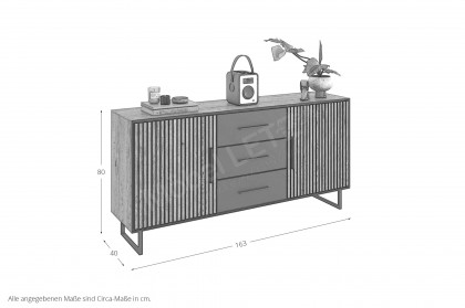 Bella-living von Elfo Möbel - Sideboard 3505 Eiche/ schwarz