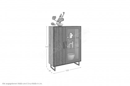 Bella-living von Elfo Möbel - Highboard 3503 Eiche/ schwarz