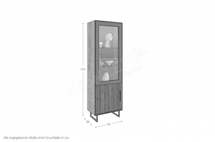 Bella-living von Elfo Möbel - Vitrine 3501 Eiche/ schwarz