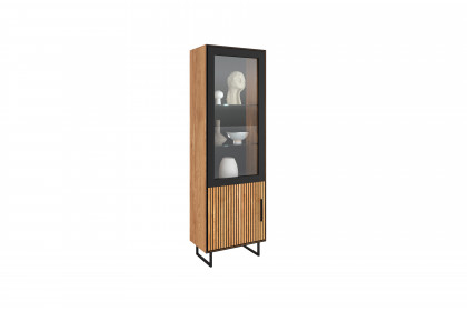 Bella-living von Elfo Möbel - Vitrine 3501 Eiche/ schwarz
