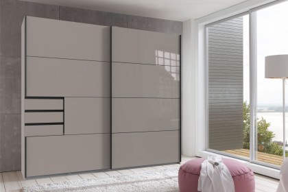 Tilburg von Wimex - Kleiderschrank mit Schubkästen sahara/ Glas