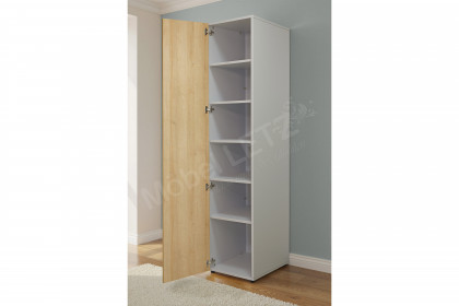 level 2 von Rudolf - Wäscheschrank schmal hellgrau - Natureiche mit Spiegel