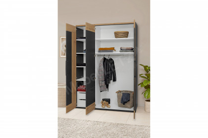 cadre.plus von Röhr-Bush - Drehtürenschrank anthrazit - Eiche Votan - Spiegel