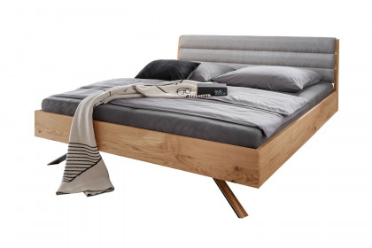 BE-0824 von GK Möbelvertrieb - Holzbett mit Polsterkopfteil Eiche geölt