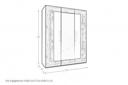 cadre.plus von Röhr-Bush - 3-türiger Schrank dunkelgrau - Votan Eiche - Spiegel