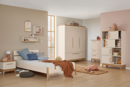 Stiene von Paidi - Jugendzimmer-Set mit Schrank & Bett beige - Eiche massiv