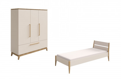 Stiene von Paidi - Jugendzimmer-Set mit Schrank & Bett beige - Eiche massiv