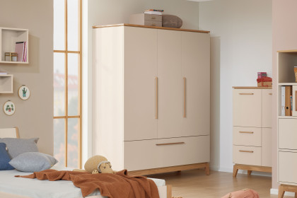 Stiene von Paidi - Jugendzimmer-Set mit Schrank & Bett beige - Eiche massiv