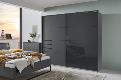Tilburg von Wimex - Schrank mit Schwebetüren & Schubkästen grafit/ schwarz