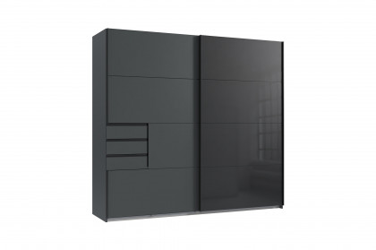Tilburg von Wimex - Schrank mit Schwebetüren & Schubkästen grafit/ schwarz