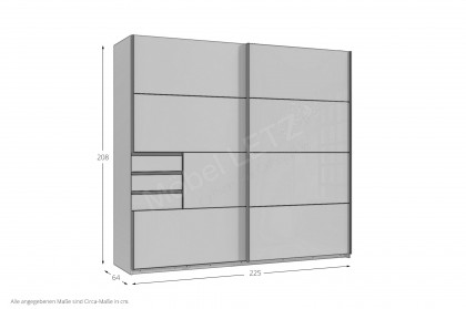 Tilburg von Wimex - Schrank mit Schwebetüren & Schubkästen grafit/ schwarz