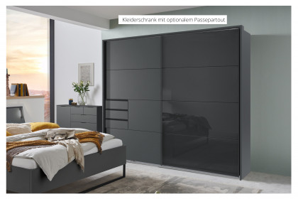 Tilburg von Wimex - Schrank mit Schwebetüren & Schubkästen grafit/ schwarz