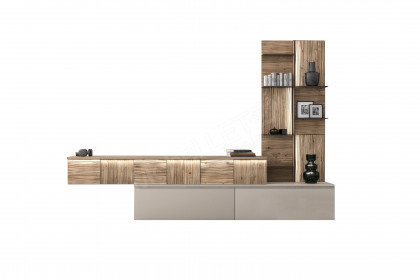 V/lacera living von Voglauer - Wohnwand in Taupe und geölter Wildeiche