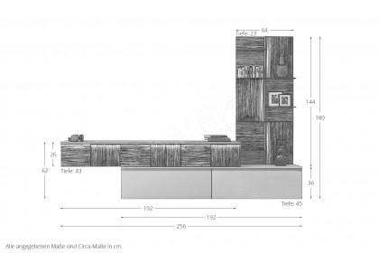 V/lacera living von Voglauer - Wohnwand in Taupe und geölter Wildeiche