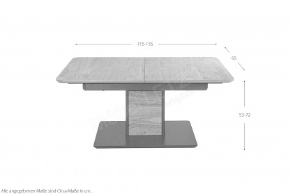 2330 von Vierhaus - Couchtisch höhenverstellbar in Wildeiche