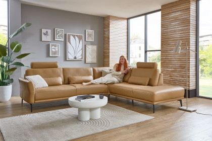 PN-EM24126 von Polinova - Ledersofa Ausführung rechts honey