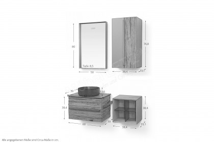 Jarin von Musterring - Badezimmer Altholz-Eiche & Glas titan