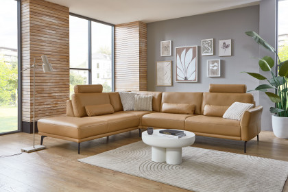 PN-EM24126 von Polinova - Ledersofa Ausführung links honey