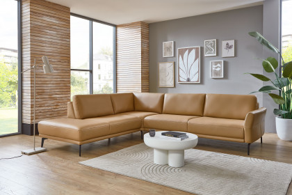 PN-EM24126 von Polinova - Ledersofa Ausführung links honey