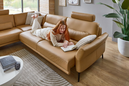 PN-EM24126 von Polinova - Ledersofa Ausführung links honey