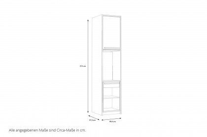 S-Room von Forte - schmaler Schrank mit Tisch und Regal weiß - Eiche Catania