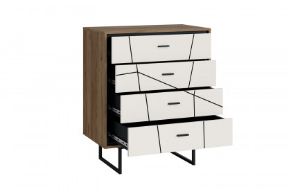 Brolo-Schlafzimmer von Meble Wojcik - Schubkasten-Kommode Eiche/ weiß